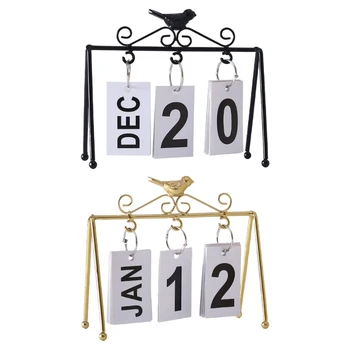 Настолни перекидные календари за офис, настолен календар, декорация във формата на птици, желязна поставка