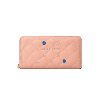 Нов дамски портфейл Дамски дълга корейската версия контрастен цвят, с цип и ресни, чантата е с голям капацитет, чанта за мобилен телефон
