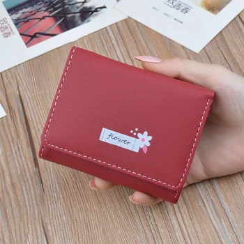 Нов дамски портфейл, женски кратък студентски просто-мек портфейл, трехстворчатая тънка чанта за дреболии, малка скоба, за пари