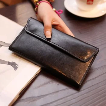 Нов дамски портфейл от естествена кожа, дизайнерски Луксозни портфейли от телешка кожа, Дълги портмонета за пари