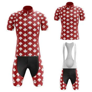 Нов канадски комплект от каране на велосипед тениски Червен костюм под наем Maillot Ciclismo Hombre Велосипедна облекло Кормило екипировка Conjunto Roupa