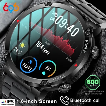 Новите умни часовници Мъжки Военни Спортни Умни часовници на открито Мъжки часовници Син Зъб Покана Clock 1,6-инчов батерия с капацитет 600 mah IP68 Водоустойчив часовник