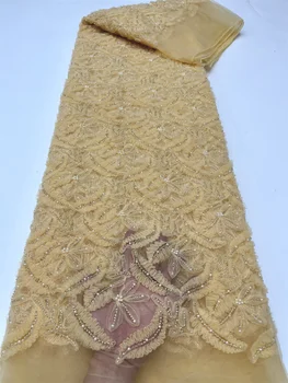 Ново записване, Елегантна Френска лейси плат от мъниста, Африка тюл, дантела и плат с 3D цветна бродерия за една вечерна рокля FJ67AW