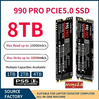 Оригиналната марка 990PRO 4 TB SSD M2 2280 PCIe Gen 5,0x4 NVMe Вътрешен Твърд диск 8 TB И 2 TB 1 TB за Настолни компютри/преносими компютри/PS5 2024