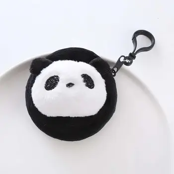 Плюшен панда с животни, портфейл за монети, кръгла мини чанта за слушалки в корейски стил, чанта за съхранение на висящи картички, Мультяшная чанта за пазаруване, парични чанта