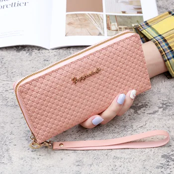 Портфейл, дамска нова дълга чанта за мобилен телефон с цип, Корейската версия на модна чантата, чантата е с голям капацитет, чанта за ръце