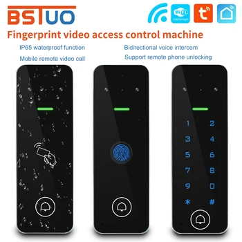 Приложение на Hristo WIFI Smart Video звънец Домофонна система Клавиатура за контрол на достъпа на Четец на пръстови отпечатъци RFID Дистанционно отваряне с помощта на мобилен телефон за вила