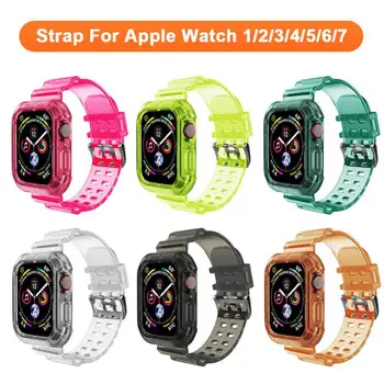 Прозрачна лента за Apple Watch 1/2/3/4/5/6/7, каишка за часовник, Прозрачна гривна, универсален каишка Glacier Wirst За Apple Watch