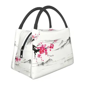 Сакура, Черешов цвят, Изолирани чанти за обяд за жени, японски цвете, термоохладитель, кутия за bento, Работа, пътуване