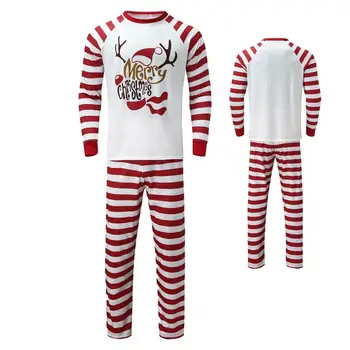 Семейни Комплекти коледно облекло, пижами, червено-бяла ивица, костюми за деца, пижами за мама и татко, на Ежедневните Коледни пижами