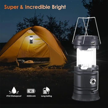 Слънчевата Туризъм USB лампа Акумулаторна Лампа за палатка Преносим Фенер за езда на Външния Авариен Водоустойчив Работен Фенер