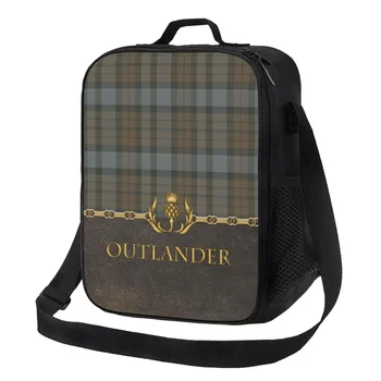 Термоизолированная чанта за обяд с модел Outlander са от кожа и тартан, модерна клетчатая чанта в клетката, преносим чанта за обяд Bento Box