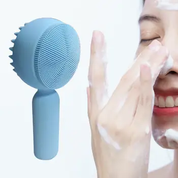 Траен Лек Силикон Скрубер за почистване на лице за чувствителна кожа, Ръчно изработени Скрубер за бързо разпенване, козметика за лице