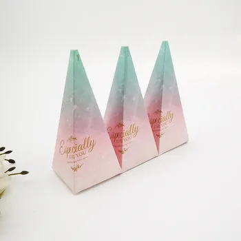 Триъгълен пирамидални мраморна кутия за бонбони, Кутии за сватбени подаръци и подаръци на Кутия шоколад за подаръци на гостите Кутии за партита