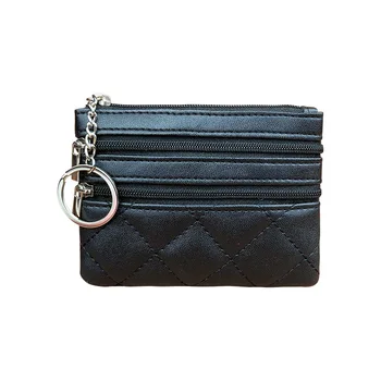 Чантата е от изкуствена кожа с ромбовидным модел, малко портфейла на единична /двойна мълния, мини-женствена чанта за дреболии, ултра-здрав държач за карти
