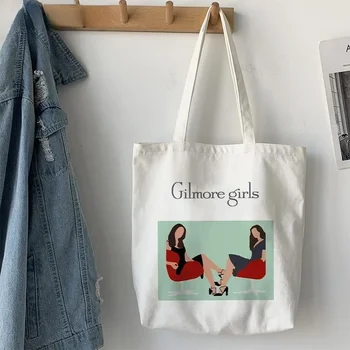 Чанти за пазаруване Холщовая Чанта Плажни Чанти Клиент Gilmore Girls Luke's Printed Tote Bag Дамска Чанта Harajuku Клиент Голяма Чанта За рамо