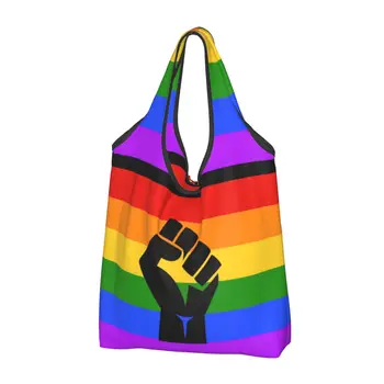 Чанти за хранителни стоки Black Lives Matter BLM Pride Kawaii Клиент, големи преносими чанти LGBT Rainbow