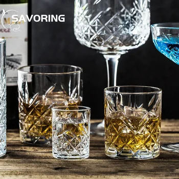 Чаша за уиски с гравиран в ретро стил, Домашен Европейския Кристална чаша за вино, Кристално Чиста бирена чаша, Бар, прибори за кухня, бар-столова