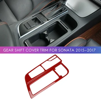 Червен Стикер Декоративни Облицовки На Централната Конзола Смяна На Предавките От Въглеродни Влакна За Hyundai Sonata 2015-2017