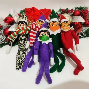 Червена Коледна плюшен кукла-фея с дълги крака, кукли за момичета и момчета, украса на рафта, Кукла-ела, нова година Коледна декорация за дома