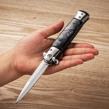 Черен Сгъваем нож, с дръжка от смола С алуминиева дръжка, Тактически Нож за оцеляване, Ловен нож за риболов, Джобен мини-нож EDC Tools