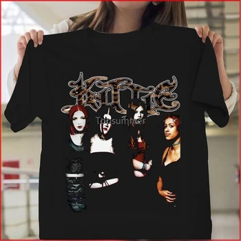 Черна тениска с редки гъвкави проводници Kittie Band, риза Kittie Band, риза за него, за нея