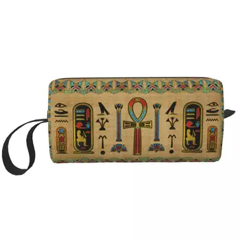 Чанта за грим Egyptian Cross Ankh, косметичка голям капацитет, стилна пътна чанта за съхранение в чантата си